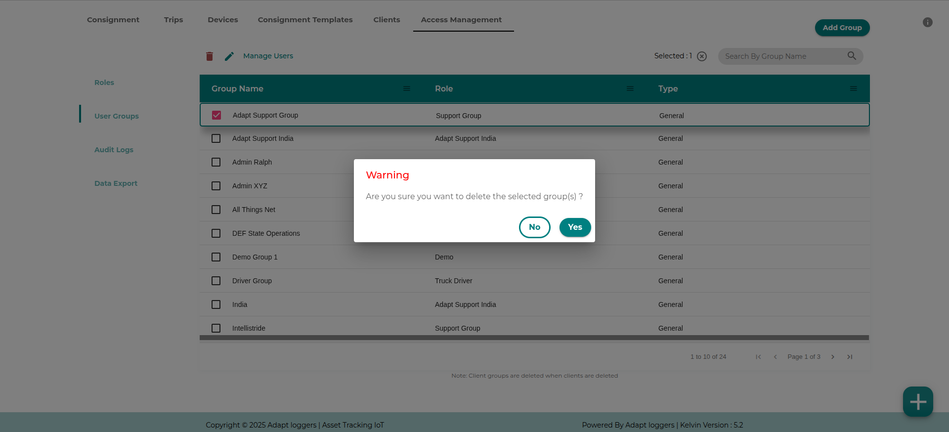 Delete User Groups