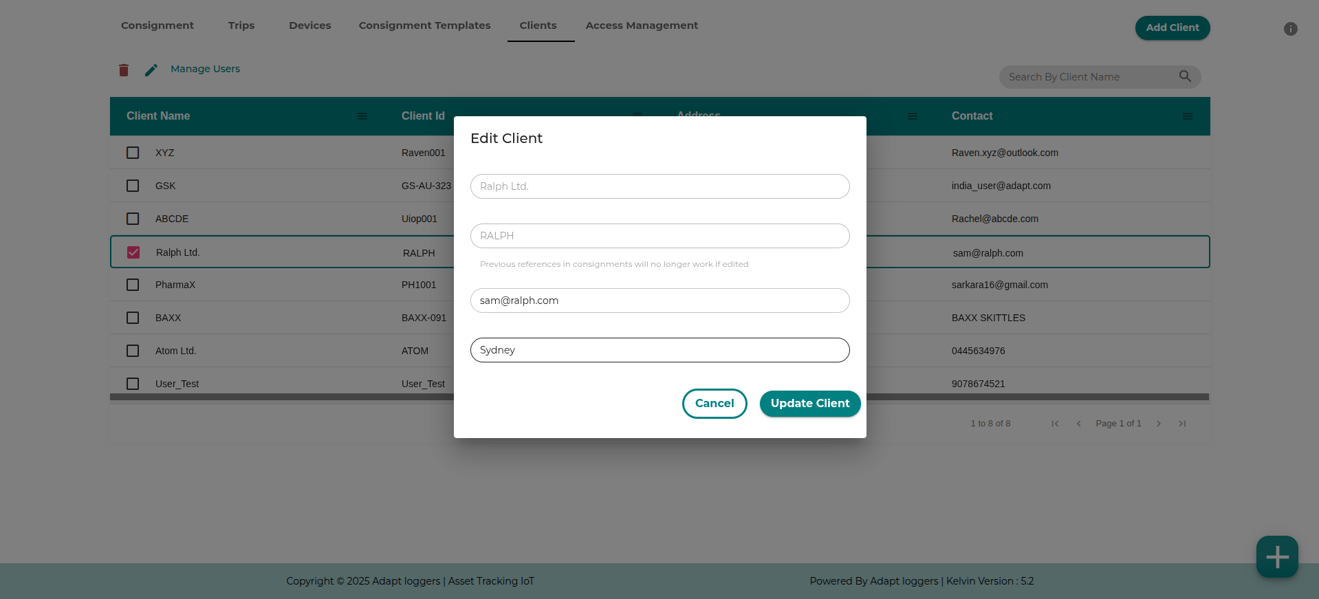 Edit Client