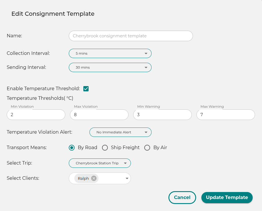 Edit Consignment Template